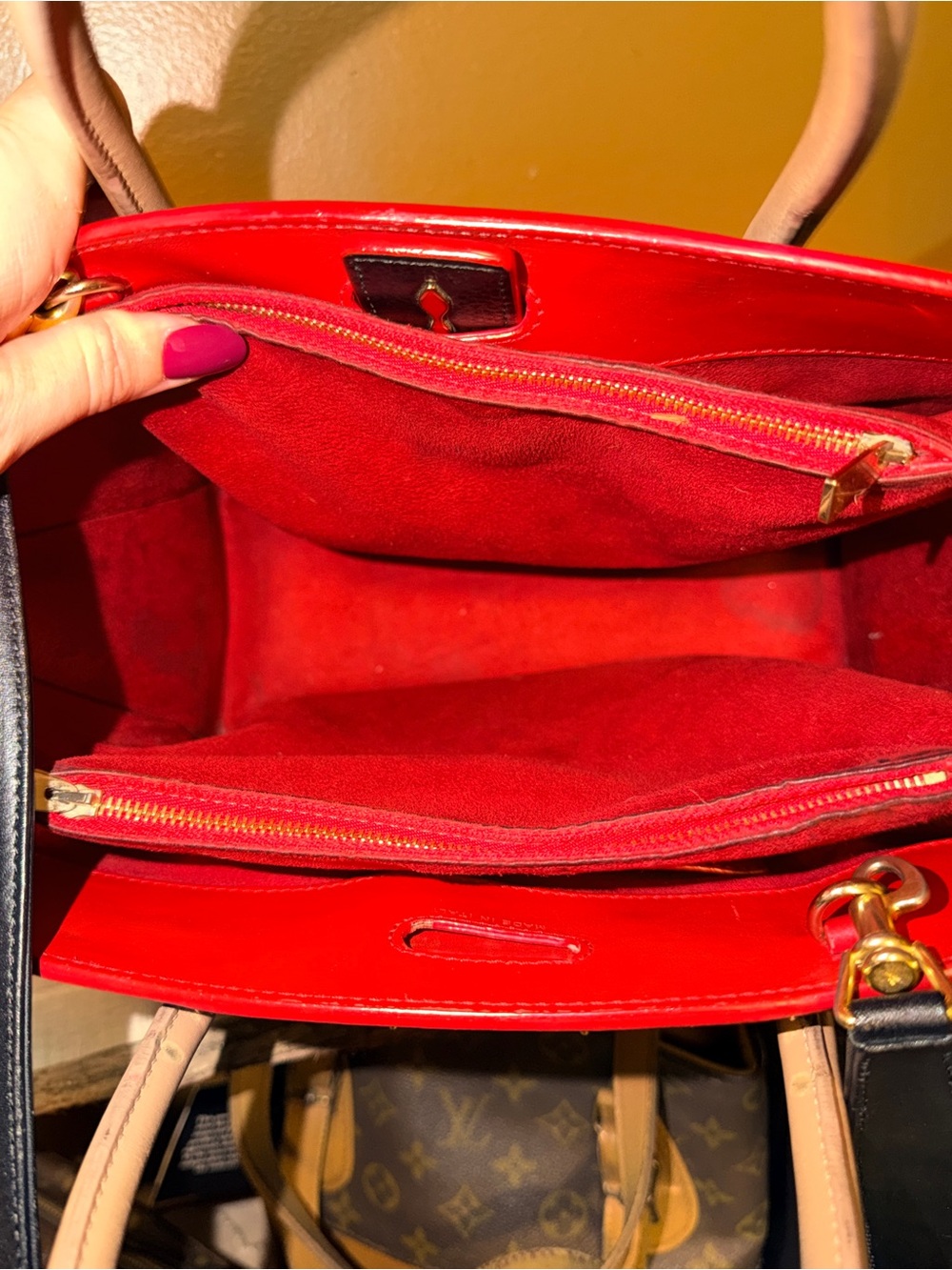 Christian Louboutin Paloma Medium Black Tote with Tan Handles and Gold Accents - Picture 10 of 16